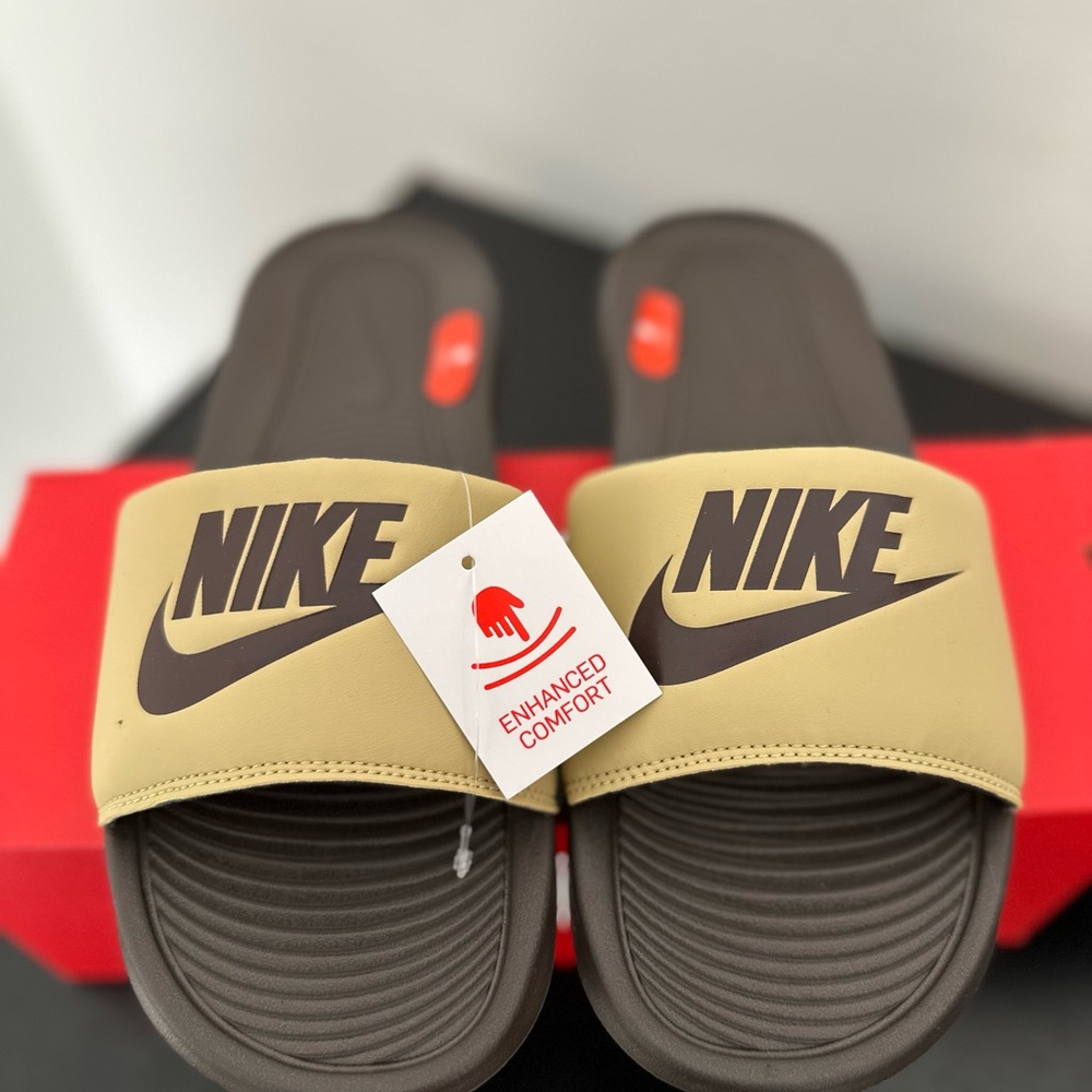 Nike Slide Sandals - Brown and Tan